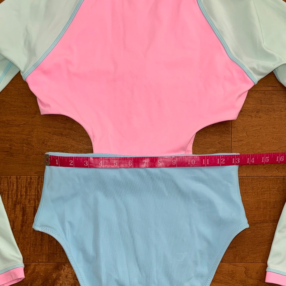 LoveShackFancy x Hurley Women's Colorblock One Piece Long Sleeved Surf Suit - Picture 9 of 13
